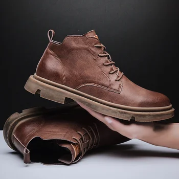 Мужские кожаные водонепроницаемые ботильоны Chukka на шнуровке, оксфордские модельные ботинки, повседневная деловая обувь для мужчин