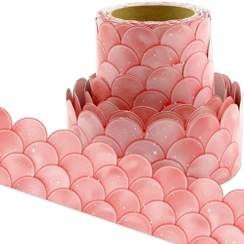 Бордюры для доски объявлений в виде розовых гребешков омбре длиной 2шт 20 м, радужные прямые бордюры, украшение класса или домашней школы.