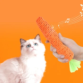 Морковная игрушка для кошек, игрушки для жевания бумажной веревки, Встроенный колокольчик, Маленькие животные, Милые игрушки для домашних животных Оптом