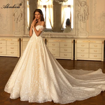 Свадебное платье трапециевидной формы Alonlivn Sweetheart, элегантные свадебные платья с вышивкой и аппликациями, кружева с открытыми плечами