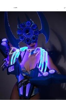 Космический костюм ночного клуба gogo с принтом LED glow