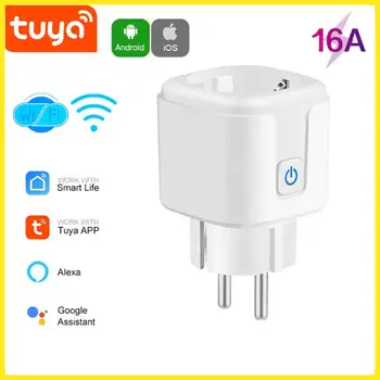 Wi-Fi + Bluetooth EU Smart Plug Розетка 16A, Монитор питания, Беспроводная Розетка, Дистанционный Таймер, Электрическое управление для Tuya Alexa Google Home