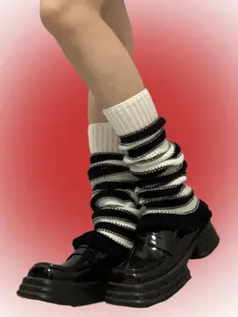 Японские ретро-вязаные длинные носки Spicy Girls Y2K Lolita, Весна / лето, гетры в полоску, женские носки с ворсом, чехлы для ног