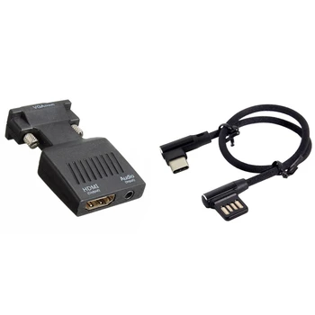 1 Комплект адаптера 1080P VGA для мужчин и HDMI для женщин и 1 шт USB-C 3.1 Type-C для передачи данных слева направо USB 2.0