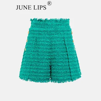 Новые твидовые шорты JUNE LIPS 2023 от модного дизайнера и женщин с бахромой и кисточками
