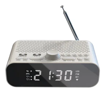 FM-радио-часы с потоковым воспроизведением по Bluetooth, светодиодный дисплей, двойной будильник, 1500 мАч, Hi-Fi динамик с низкочастотным динамиком
