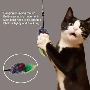 Подвесная игрушка для кошек с рисунком цыпленка Высвобождает энергию с помощью очаровательной плюшевой мыши-цыпленка - забавное упражнение для самостоятельной игры домашних кошек