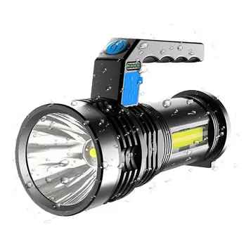 Прожектор, фонарик с сильным освещением, USB-перезаряжаемый фонарик, портативный прожектор, дальнобойный Cob-фонарик, 4 уровня яркости