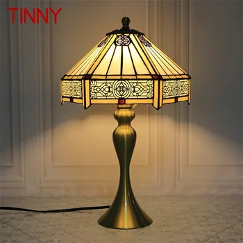 Стеклянная Настольная лампа Tinny Tiffany LED Creative European Retro Beside Light Модный Декор для дома, кабинета, спальни, отеля