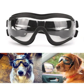 Солнцезащитные очки для собак, прозрачные очки для собак от среднего до крупного размера, защищенные от ультрафиолета, ветрозащитные, защищающие от пыли, заснеженные, прозрачные очки для домашних животных с эластичными ремешками