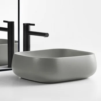 Набор для раковины из скандинавской керамики для мебели для ванной комнаты, умывальник Серый матовый Эллипс, креативный дизайн, Умывальник для проживания в семье