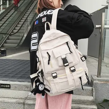 Черный рюкзак в элегантном стиле унисекс, женский мужской рюкзак, нейлоновый водонепроницаемый рюкзак с несколькими карманами, подростковая сумка Mochilas