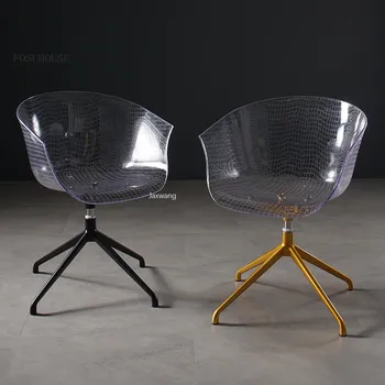 Офисное кресло Nordic с прозрачными вставками Компьютерное кресло Мебель для дома, Вращающиеся офисные стулья, Дизайнерское кресло со спинкой из пластика ПВХ