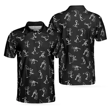 Новая мужская рубашка для гольфа с коротким рукавом, повседневная эластичная модная футболка-поло, летняя дышащая быстросохнущая верхняя одежда высокого класса с отворотом.