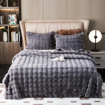 Одеяло из искусственного меха для кровати Luxury Decor Blanke, супер Мягкие пушистые одеяла из искусственного меха кролика, Зимнее теплое уютное покрывало