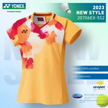 Теннисная футболка US OPEN 2023 YONEX match футболка для бадминтона с коротким рукавом, спортивная одежда, Джерси, топ 10501EX, мужские женские поло