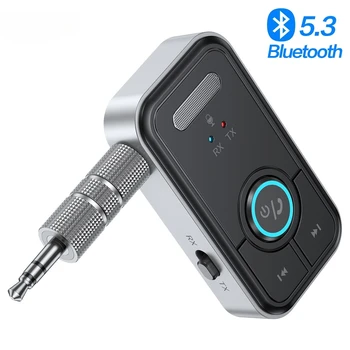Беспроводной аудиоадаптер Bluetooth 5.3 AUX, приемник-передатчик 2 в 1, разъем 3,5 мм для проводных наушников, телевизионных колонок, автомобильного MP3-плеера New