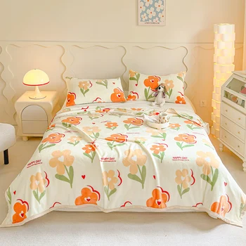 MissDeer Flannel Bedspread for Winter плед для кровати Printed Blanket Warm Sofa/Travel Shawl Thicken Plaid Home Bedsheet