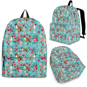 Фирменный рюкзак YIKELUO Boxer Dog Hibiscus Design, синяя молодежная сумка для ноутбука большой емкости, прочный рюкзак для отдыха на природе