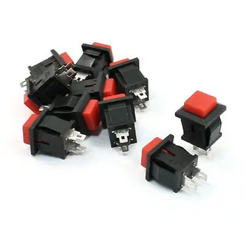 Автомобильный кнопочный выключатель переменного тока 125 В/1A красного цвета с кратковременным включением приборной панели 10 шт.