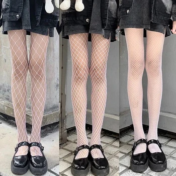 1 пара готический черный белый выдалбливают ажурные чулки для женщин Дамы корейский стиль прозрачный сексуальный колено высокие носки Женские