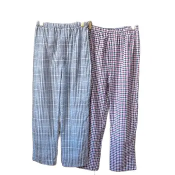 Мужские брюки из пропитанной хлопчатобумажной марли, свободные удобные клетчатые штаны для сна