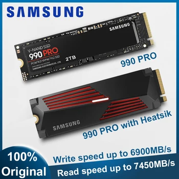 Оригинальный SAMSUNG SSD 990 PRO с Радиатором PCIe4.0 NVMe SSD 1 ТБ 2 ТБ Внутренний Твердотельный диск для Игрового Жесткого диска PS5 Mini PC