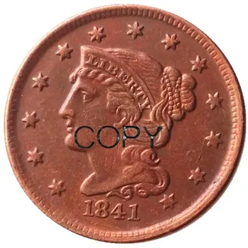 Монеты США 1841 г. Плетеные волосы Крупные центы 100% Медные монеты