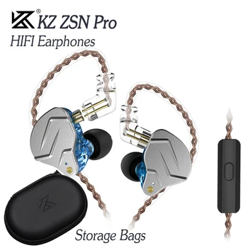 Наушники KZ ZSN Pro HIFI Bass С Гибридной Технологией 1DD + 1BA, Металлические Наушники-Вкладыши, Шумоподавляющая Гарнитура с Сумками Для Хранения