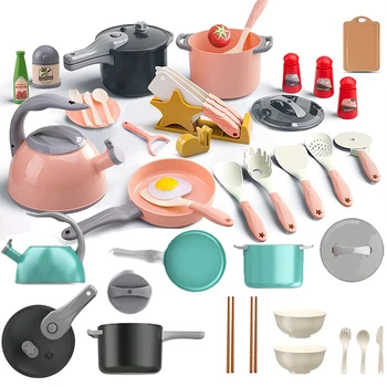 Детская кухонная игрушка Игровой набор для готовки понарошку с игровыми кастрюлями, сковородками, посудой, овощами, нарезанными игровыми продуктами, подарок для девочек и мальчиков