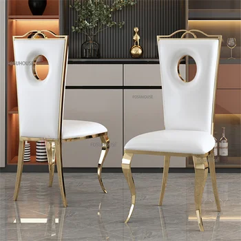 Обеденные стулья из нержавеющей стали, современные стулья для столовой, мебель для дома, Скандинавский стул, обеденный стул со спинкой, Ресторанный стул