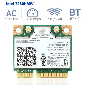300 Мбит/с Intel 7260 7260HMWBN Беспроводная Сетевая Карта PCI-E 802.11bgn Wifi + Bluetooth 4.0 Half Mini Wlan Адаптер Для Dell Asus