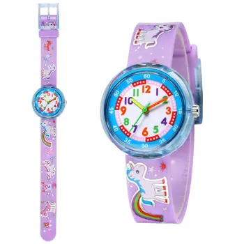 Смотрите Детские модные высококачественные мультяшные часы с пчелой и цветком, повседневные Детские кварцевые часы с единорогом и пони для студентов, часы для мальчиков и девочек