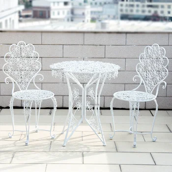 Современный простой Европейский балконный стол и стулья из кованого железа, обеденный стол на открытом воздухе, стул для садовой мебели Z