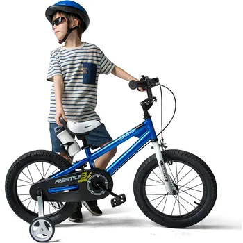 Royalbaby Freestyle 16 дюймов. Синий детский велосипед для мальчиков и девочек с подставкой и тренировочными колесами