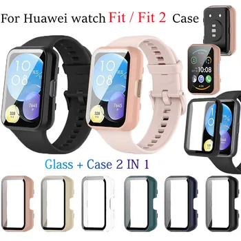 Чехол для Huawei Watch fit 2 Case Аксессуары для умных часов с покрытием TPU бампер, универсальная защитная пленка для экрана Huawei Watch fit / новый чехол