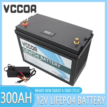 Аккумуляторная Батарея 12V LiFePO4 300AH Встроенные Литий-Железо-Фосфатные Элементы BMS 5000 Циклов Для Кемперов RV Golf Cart Solar С Зарядным устройством