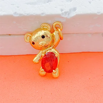 Роскошный цирконий ручной работы из 18-каратного настоящего золота с покрытием в виде медведя-животного Для подвески 