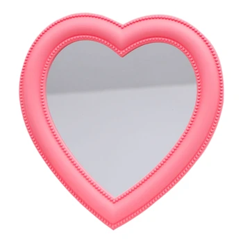 Розовое зеркало Love Mirror, настенное зеркало для туалетного столика, настенное зеркало для макияжа двойного назначения, настенное украшение для комнаты девушки, зеркало в форме сердца