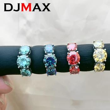 2023 Новые кольца с муассантовыми бриллиантами DJMAX 4 карата для женщин, оригинальные кольца с бриллиантами из стерлингового серебра 925 пробы, красочные женские Элегантные кольца с бриллиантами