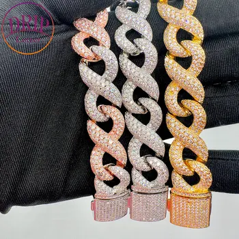 Браслеты Iced Out Infinity для мужчин, ювелирные изделия из настоящего позолоченного кубического циркония в стиле хип-хоп