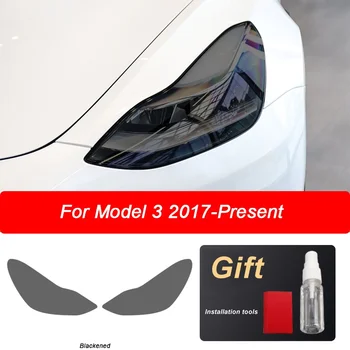 Защитная Пленка Для Автомобильных Фар Tesla Model 3 2021 2017-На Аксессуары Фары Заднего Фонаря Прозрачная Дымчато-Черная Наклейка Из ТПУ
