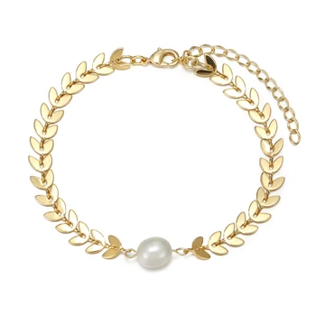 Enosola Новый простой женский браслет золотого цвета для женщин Ювелирные изделия 2023 Модный Браслет-цепочка из рыбьей кости с одной жемчужиной