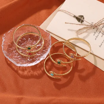 Женский браслет из нержавеющей стали в стиле D & Z Ins, позолоченная змеиная мода с драгоценными камнями, подарок на годовщину ювелирных изделий