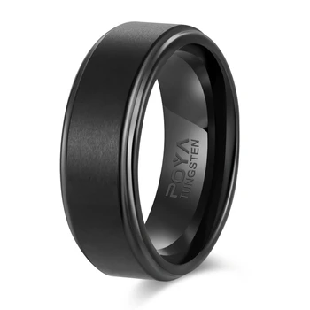 Кольца из карбида вольфрама с черным покрытием Poya 8 мм, обручальное кольцо для мужчин