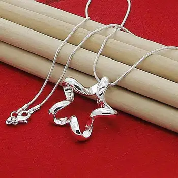 Ожерелье с подвеской в виде морской звезды из стерлингового серебра 925 Пробы, Змеиная цепочка для женщин, Модные Свадебные украшения для помолвки, Оптовая продажа