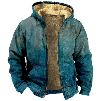 Зимние куртки для мужчин с индивидуальным повседневным принтом, свитер с длинным рукавом на молнии, пальто из плотного хлопка, теплая куртка высокого качества