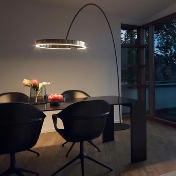 Торшер Nordic Circle Fishing Современные светодиодные художественные светильники из кованого железа для гостиной, дивана, домашнего декора, настольного светильника