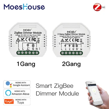 MoesHouse Mini DIY Tuya ZigBee Smart 1/2 gang Модуль диммера света Концентратор Приложение Smart Life Alexa Google Home Голосовое управление