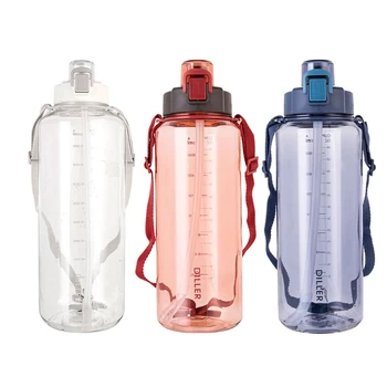 Бутылка для воды объемом 1,05 литра - Большая вдохновляющая спортивная бутылка для воды, герметичная, матовая, синяя / белая / розовая